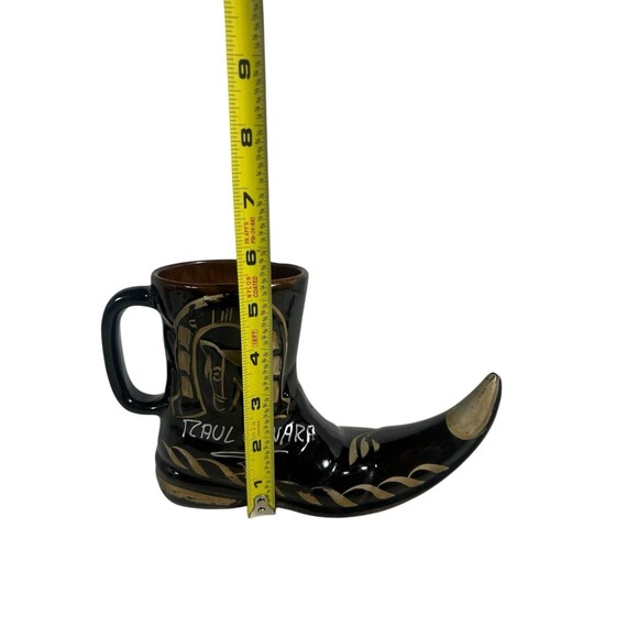 Cowboy Boot Mug Or Vase With Handle Hand Painted Artist Signed Made In Mexico - Picture 5 of 11